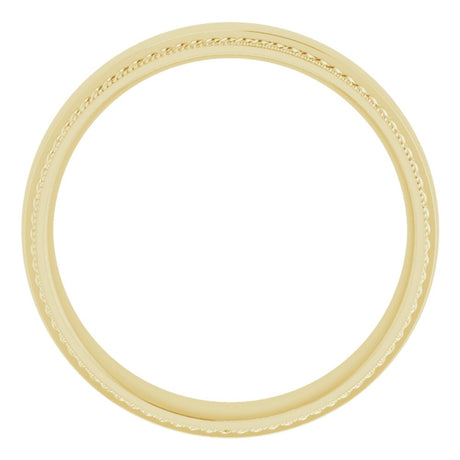 14K Yellow Gold 6 mm Rope & Milgrain Stepped-Edge Comfort-Fit Half Round Band Size 10.5