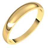 10K Yellow Gold 3.5 mm Tapered Half Round Band Size 6.5