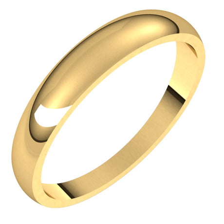 10K Yellow Gold 3.5 mm Tapered Half Round Band Size 6.5