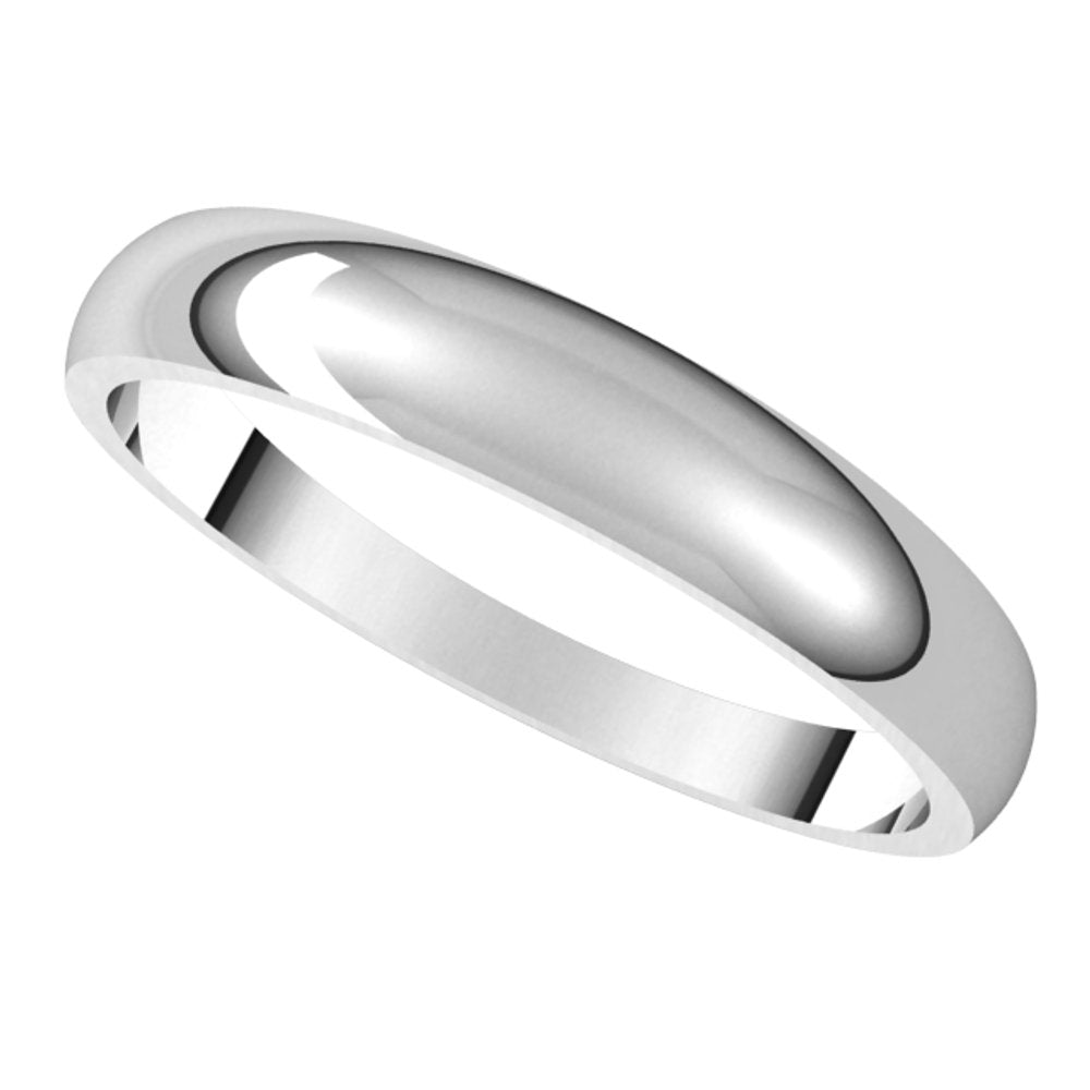 14K White Gold 3.5 mm Tapered Half Round Band Size 9.5
