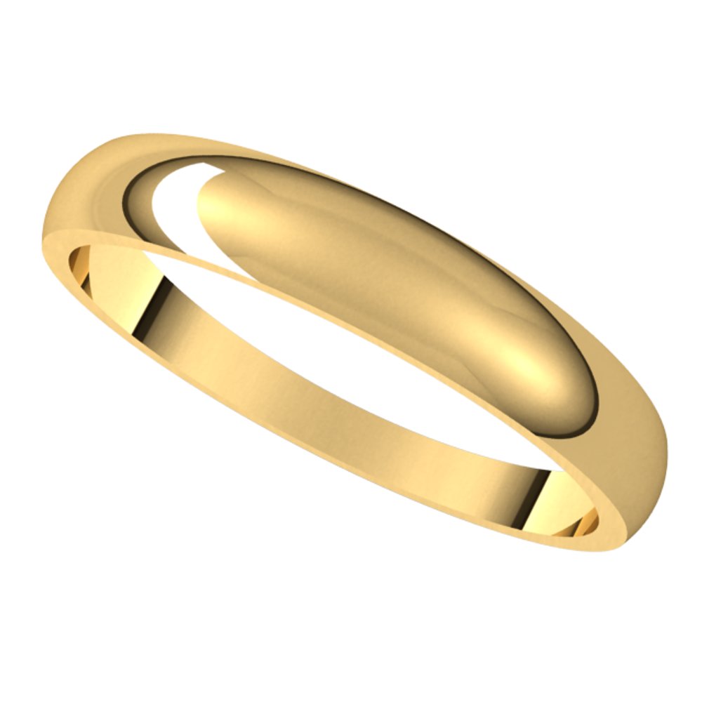 10K Yellow Gold 3.5 mm Tapered Half Round Band Size 6.5