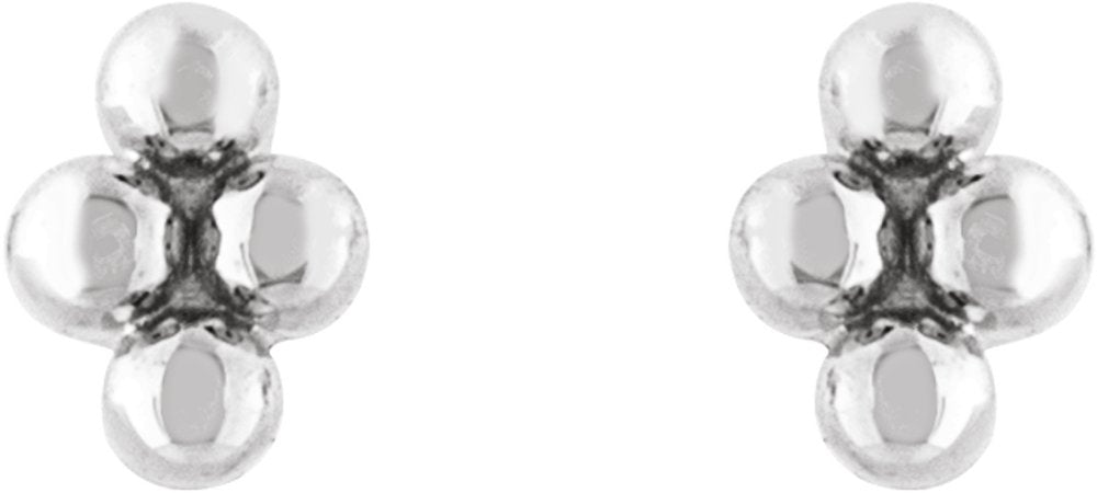 Sterling Silver 4 Beads Stud Earrings