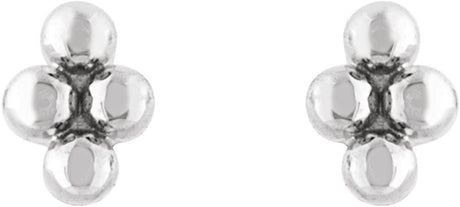 Sterling Silver 4 Beads Stud Earrings
