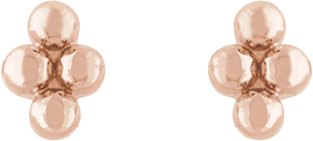 14K Rose 4 Beads Stud Earrings