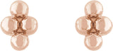 14K Rose 4 Beads Stud Earrings