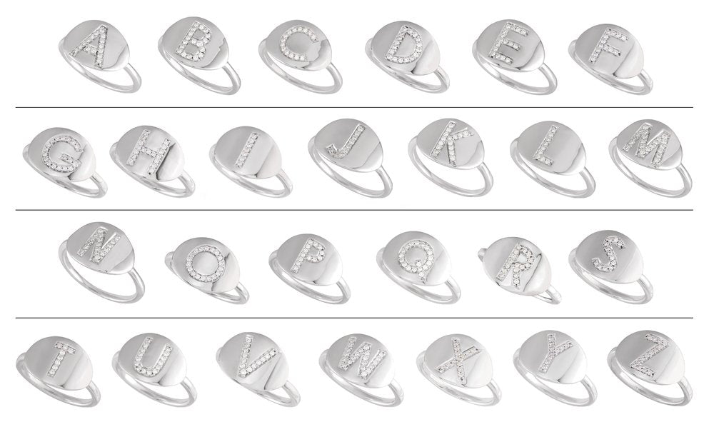 14K Yellow .08 CTW Natural Diamond Initial C Signet Ring