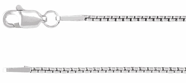 Rhodium-Plated Sterling Silver 1.25 mm Box 16" Chain