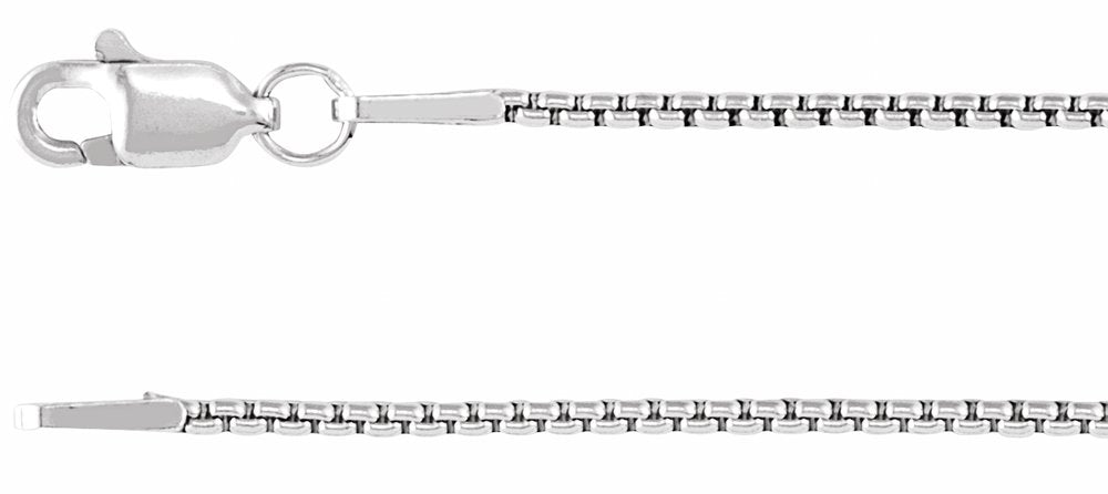 Rhodium-Plated Sterling Silver 1.25 mm Box 18" Chain