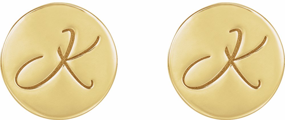 14K Yellow 10 mm Engravable Disc Earrings