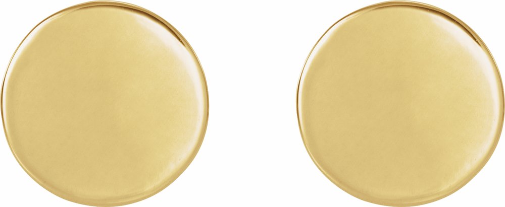 14K Yellow 10 mm Engravable Disc Earrings