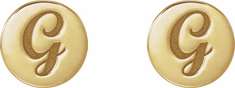 14K Yellow Gold 8 mm Engravable Disc Earrings