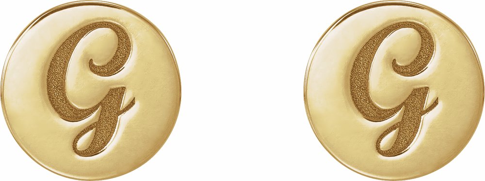 14K Yellow 8 mm Engravable Disc Earrings