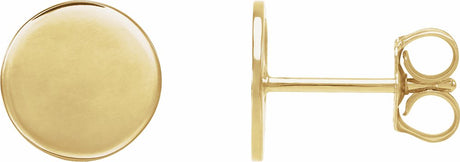 14K Yellow Gold 8 mm Engravable Disc Earrings