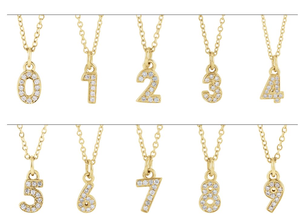 14K Yellow Gold Petite Pavé®.03 CTW Natural Diamond Numeral 7 16-18" Necklace