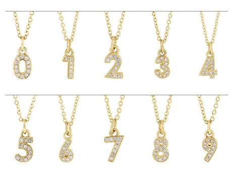 14K Yellow Gold Petite Pavé®.03 CTW Natural Diamond Numeral 7 16-18" Necklace