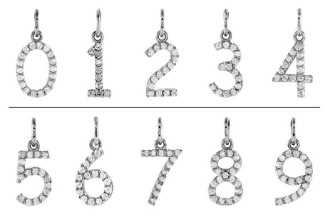 14K White Gold .06 CTW Natural Diamond Numeral 3 Charm/Pendant 
