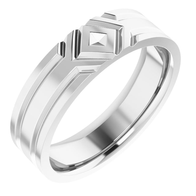Sterling Silver 6 mm Grooved Comfort-Fit Flat Band Size 10.5