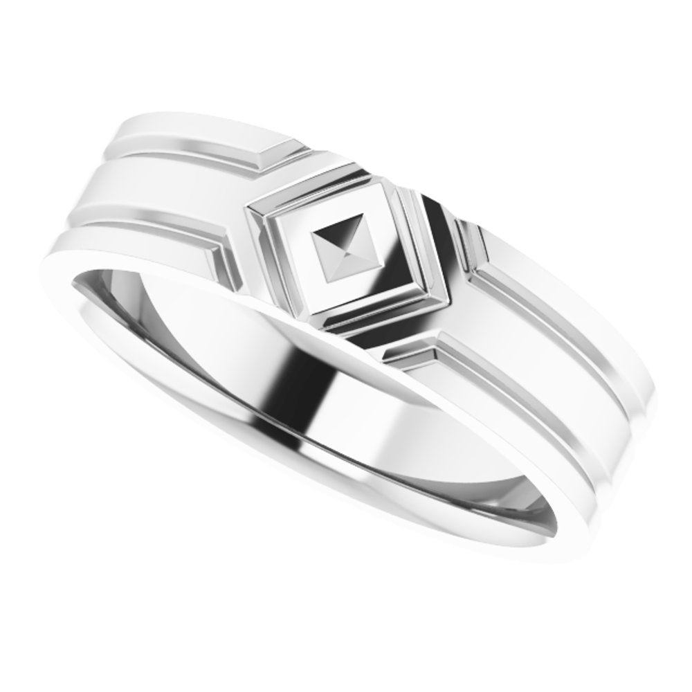 Sterling Silver 6 mm Grooved Comfort-Fit Flat Band Size 10.5