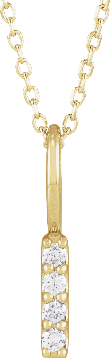 14K Yellow Gold .07 CTW Natural Diamond Vertical Bar 16-18" Necklace