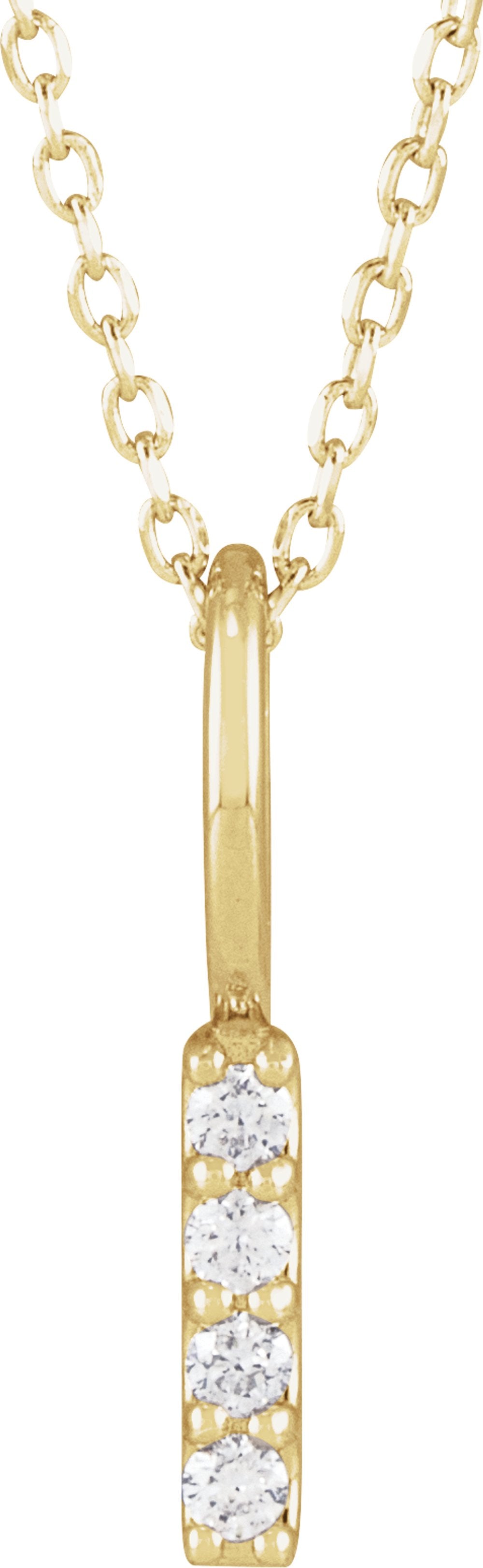 14K Yellow Gold .07 CTW Natural Diamond Vertical Bar 16-18" Necklace