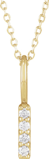 14K Yellow Gold .07 CTW Natural Diamond Vertical Bar 16-18" Necklace