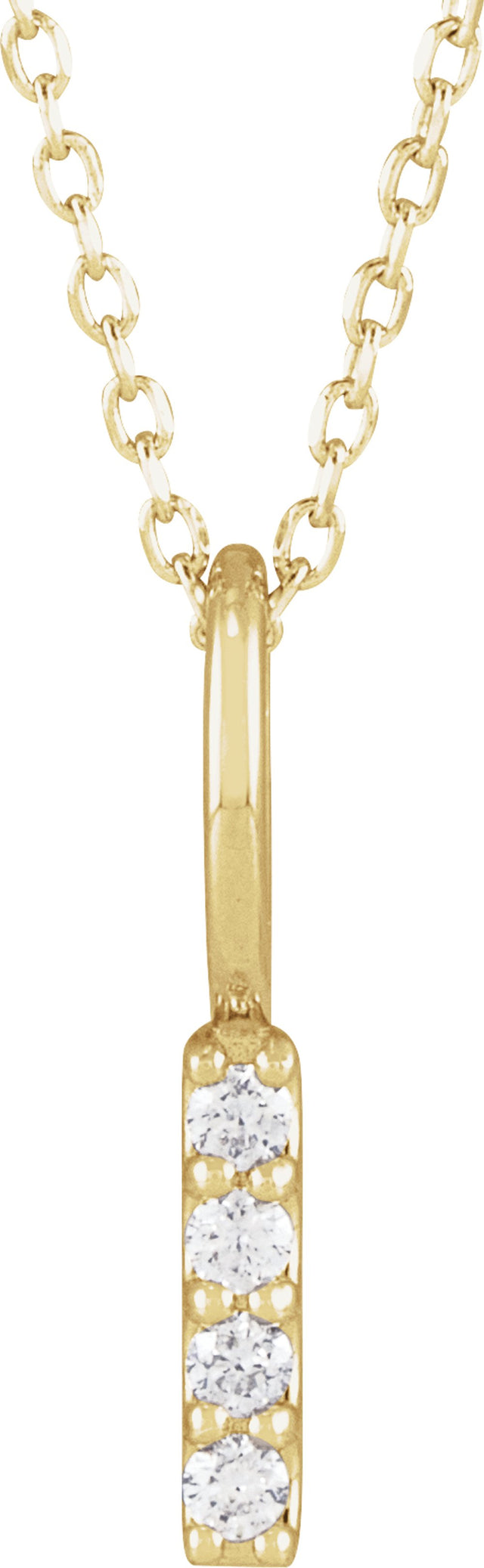 14K Yellow Gold .07 CTW Natural Diamond Vertical Bar 16-18" Necklace
