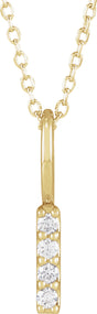 14K Yellow Gold .07 CTW Natural Diamond Vertical Bar 16-18" Necklace
