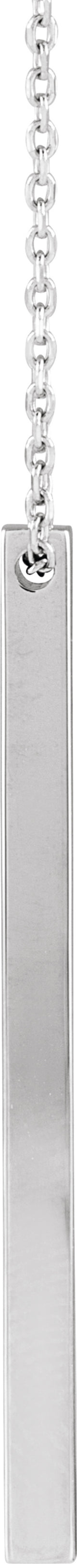 14K White Gold Engravable Four-Sided Bar 16-18" Necklace