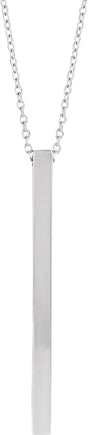 14K White Gold Engravable Four-Sided Bar 16-18" Necklace