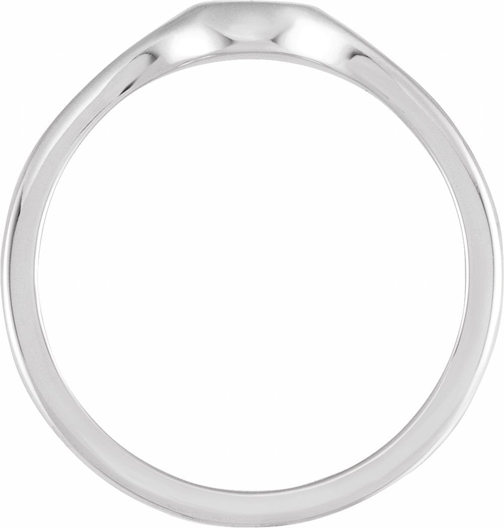 14K White Round Petite Signet Ring