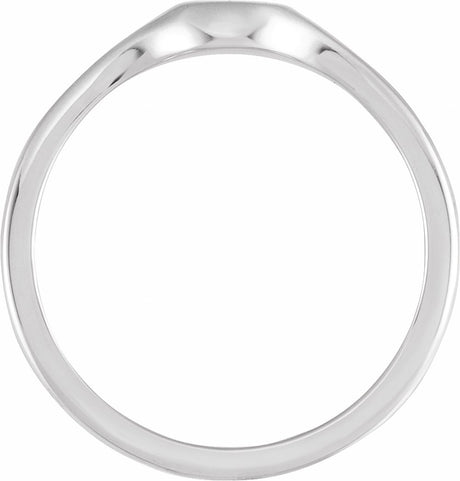 14K White Round Petite Signet Ring