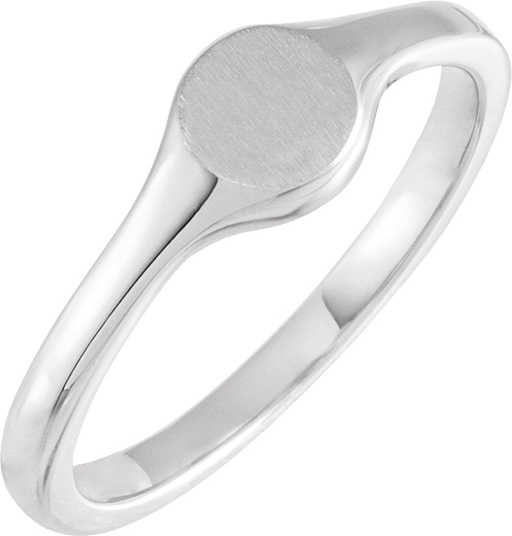 Sterling Silver Round Petite Signet Ring