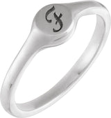 Sterling Silver Round Petite Signet Ring