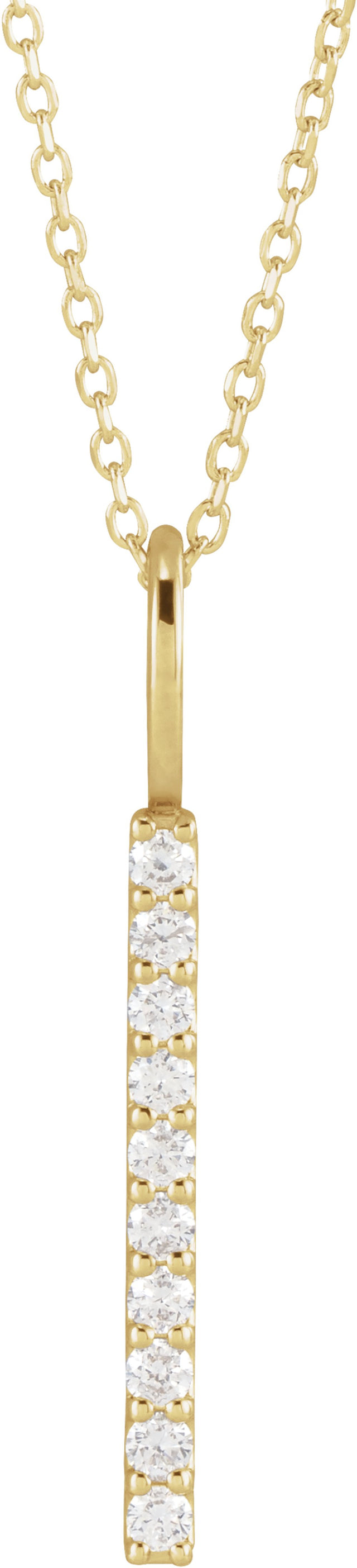 14K Yellow Gold 1/6 CTW Natural Diamond Vertical Bar 16-18" Necklace