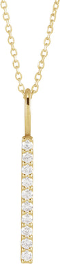 14K Yellow Gold 1/6 CTW Lab-Grown Diamond Vertical Bar 16-18" Necklace