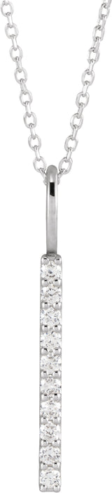 14K White Gold 1/6 CTW Lab-Grown Diamond Vertical Bar 16-18" Necklace
