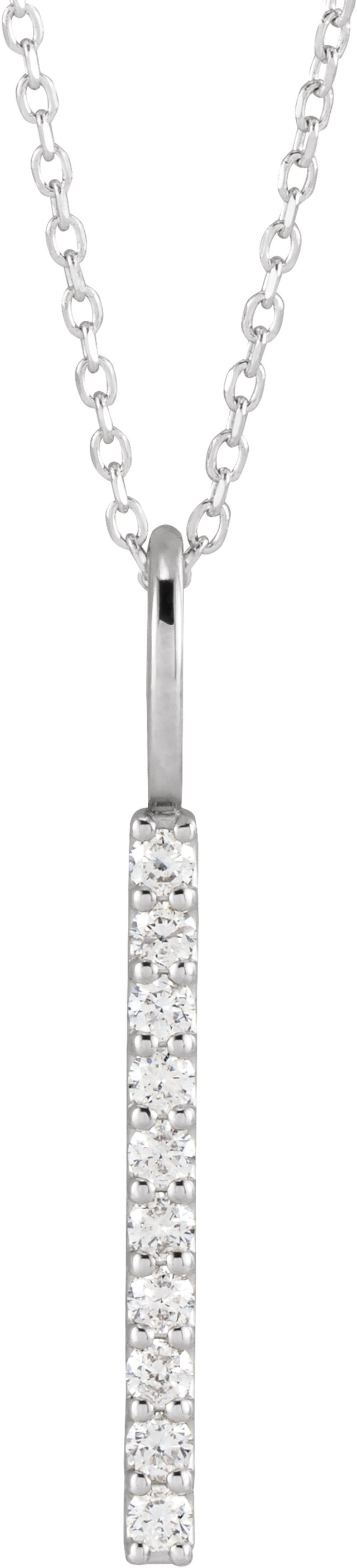 14K White Gold 1/6 CTW Lab-Grown Diamond Vertical Bar 16-18" Necklace