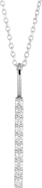 14K White Gold 1/6 CTW Lab-Grown Diamond Vertical Bar 16-18" Necklace