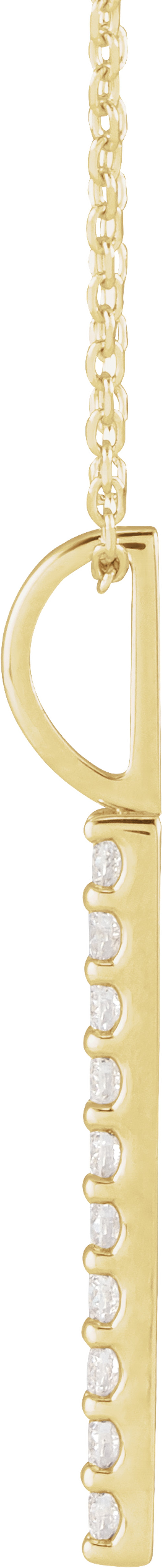 14K Yellow Gold 1/6 CTW Natural Diamond Vertical Bar 16-18" Necklace