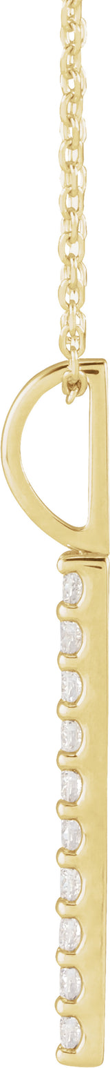 14K Yellow Gold 1/6 CTW Natural Diamond Vertical Bar 16-18" Necklace
