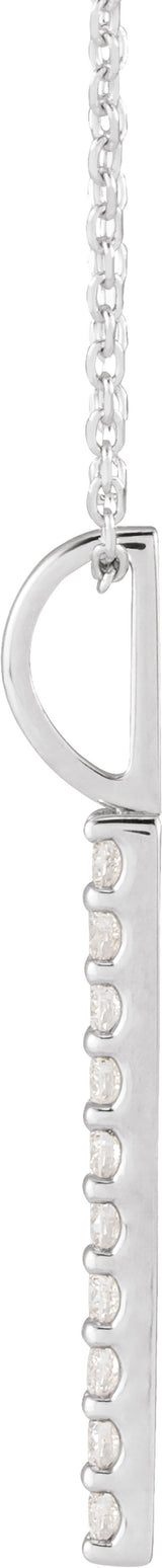 14K White Gold 1/6 CTW Lab-Grown Diamond Vertical Bar 16-18" Necklace