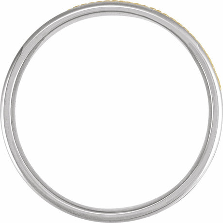 14K White/Yellow 8 mm Flat Comfort-Fit Rope Band with Hammer Finish