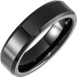 Black Ceramic 6 mm Beveled-Edge Comfort-Fit Band Size 8