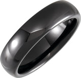 Black Ceramic 6 mm Comfort-Fit Half Round Band Size 7