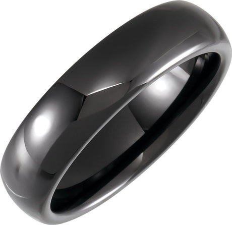 Black Ceramic 6 mm Comfort-Fit Half Round Band Size 7