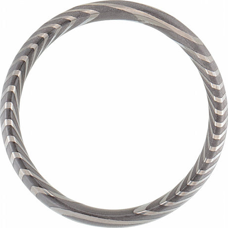Damascus Steel 6 mm Beveled-Edge Comfort-Fit Flat Band Size 7