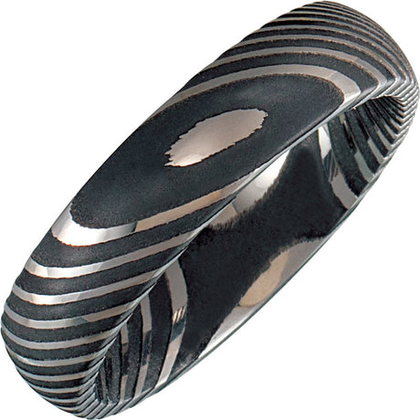 Damascus Steel 6 mm Comfort-Fit Half Round Band Size 7