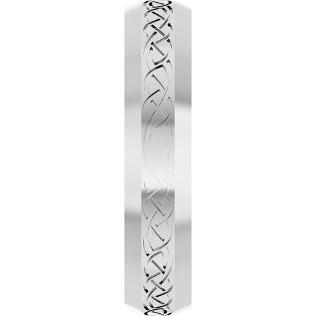 14K White Gold 5 mm Beveled-Edge Celtic-Inspired Comfort-Fit Flat Band Size 10