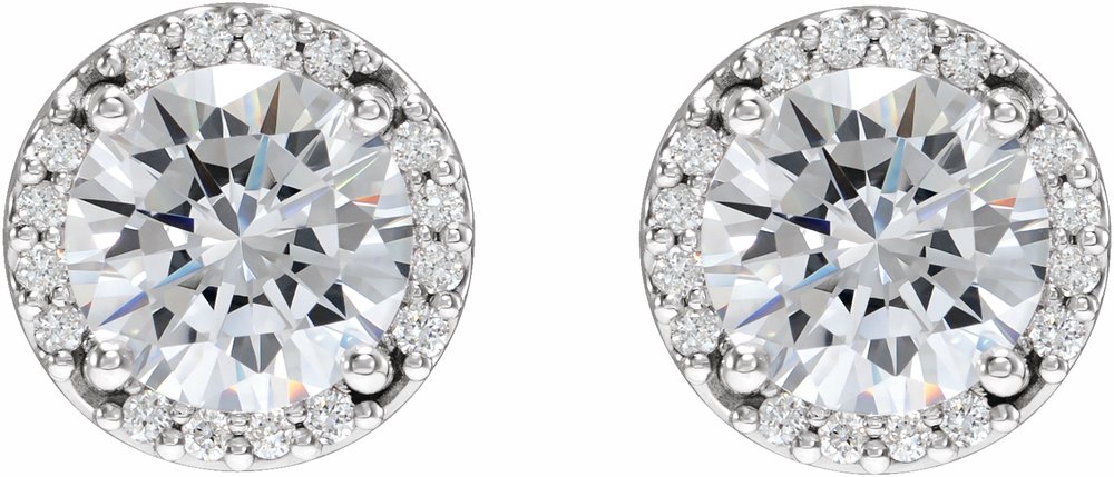 14K White 1/2 CTW Natural Diamond Halo-Style Earrings