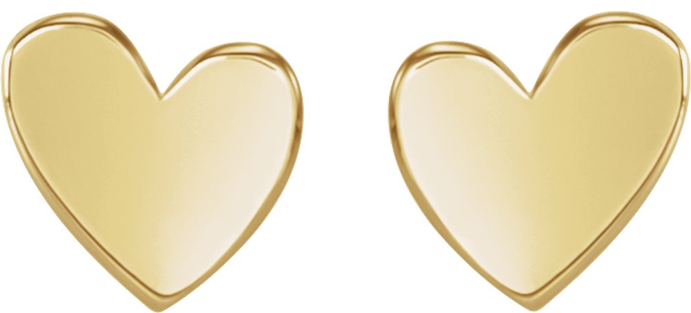 14K Yellow Gold 6 mm Asymmetrical Heart Earrings